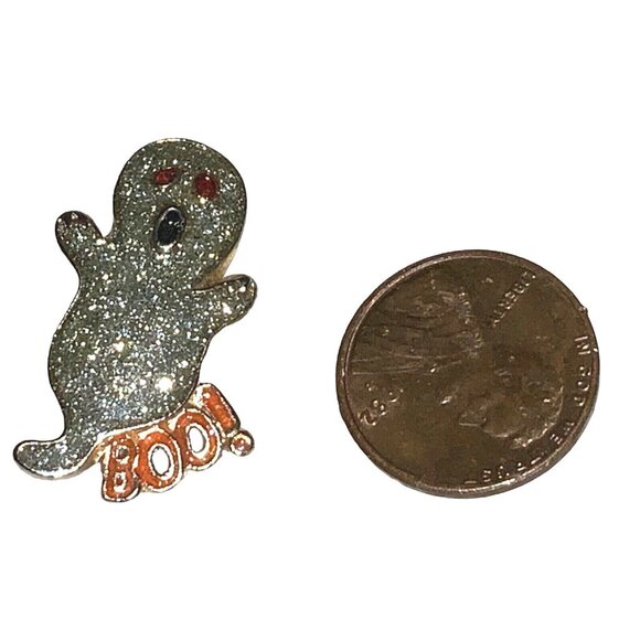 Halloween Glitter Ghost Pin Brooch Gold Tone Boo Fashion Jewelry - Picture 5 of 8